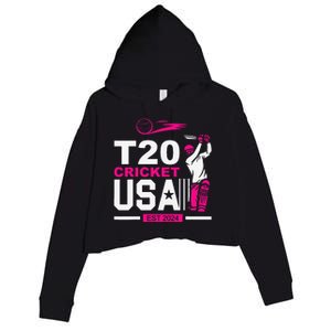 T20 Cricket 2024 Usa Cricket Fans Crop Fleece Hoodie