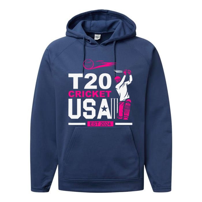 T20 Cricket 2024 Usa Cricket Fans Performance Fleece Hoodie