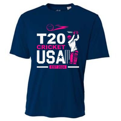 T20 Cricket 2024 Usa Cricket Fans Cooling Performance Crew T-Shirt