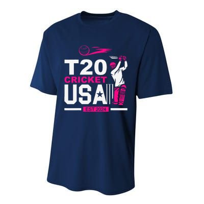 T20 Cricket 2024 Usa Cricket Fans Performance Sprint T-Shirt