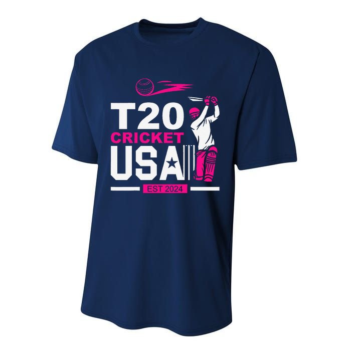 T20 Cricket 2024 Usa Cricket Fans Performance Sprint T-Shirt