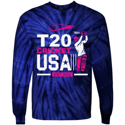 T20 Cricket 2024 Usa Cricket Fans Tie-Dye Long Sleeve Shirt