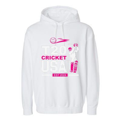 T20 Cricket 2024 Usa Cricket Fans Garment-Dyed Fleece Hoodie