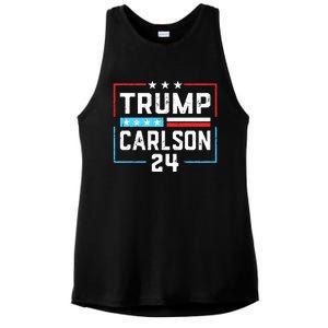 Trump Carlson 2024 President Election Pro America US Flag Ladies PosiCharge Tri-Blend Wicking Tank