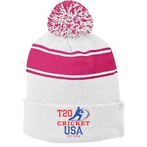 T20 Cricket 2024 Usa Stripe Pom Pom Beanie