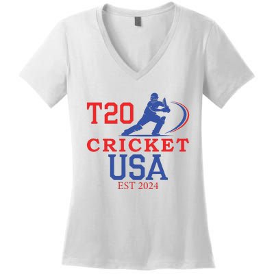 T20 Cricket 2024 Usa Women's V-Neck T-Shirt