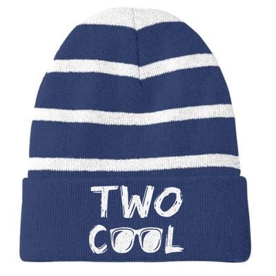 Two Cool 2nd Birthday Gift 2 Year Old Boy Second Bday Striped Beanie with Solid Band