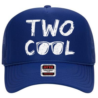 Two Cool 2nd Birthday Gift 2 Year Old Boy Second Bday High Crown Mesh Back Trucker Hat