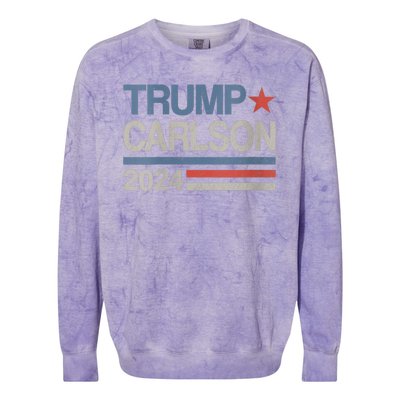 Trump Carlson 2024 President Election Pro America US Flag Colorblast Crewneck Sweatshirt