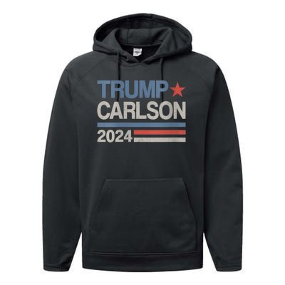 Trump Carlson 2024 President Election Pro America US Flag Performance Fleece Hoodie