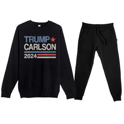 Trump Carlson 2024 President Election Pro America US Flag Premium Crewneck Sweatsuit Set