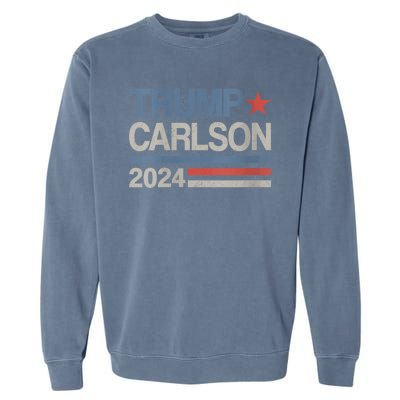 Trump Carlson 2024 President Election Pro America US Flag Garment-Dyed Sweatshirt