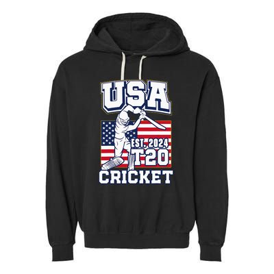 T20 Cricket 2024 Usa Cricket Fans Garment-Dyed Fleece Hoodie