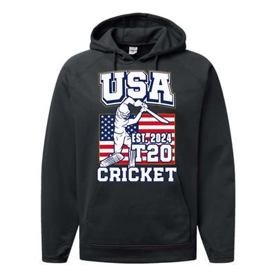 T20 Cricket 2024 Usa Cricket Fans Performance Fleece Hoodie