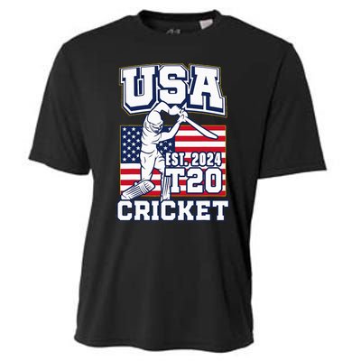 T20 Cricket 2024 Usa Cricket Fans Cooling Performance Crew T-Shirt