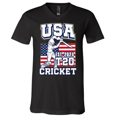 T20 Cricket 2024 Usa Cricket Fans V-Neck T-Shirt