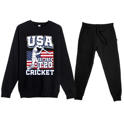 T20 Cricket 2024 Usa Cricket Fans Premium Crewneck Sweatsuit Set