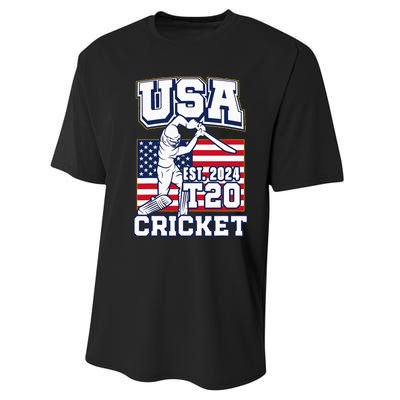 T20 Cricket 2024 Usa Cricket Fans Performance Sprint T-Shirt