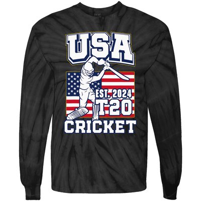 T20 Cricket 2024 Usa Cricket Fans Tie-Dye Long Sleeve Shirt