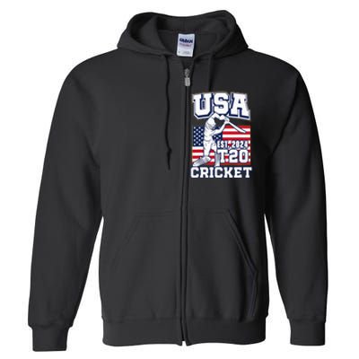 T20 Cricket 2024 Usa Cricket Fans Full Zip Hoodie