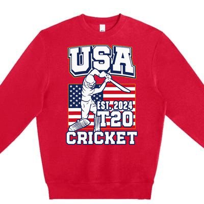 T20 Cricket 2024 Usa Cricket Fans Premium Crewneck Sweatshirt