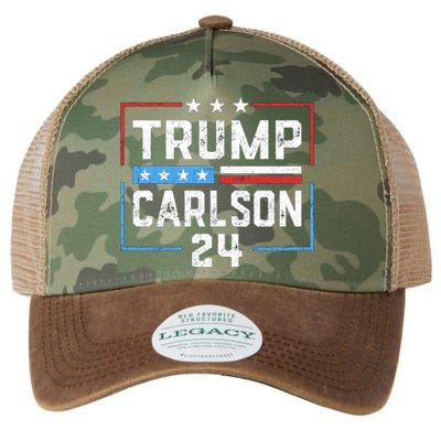 Trump Carlson 2024 President Election Pro America US Flag Legacy Tie Dye Trucker Hat