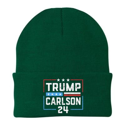 Trump Carlson 2024 President Election Pro America US Flag Knit Cap Winter Beanie