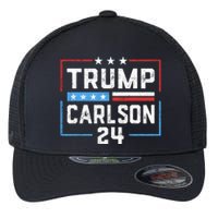 Trump Carlson 2024 President Election Pro America US Flag Flexfit Unipanel Trucker Cap