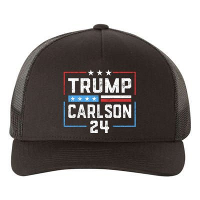 Trump Carlson 2024 President Election Pro America US Flag Yupoong Adult 5-Panel Trucker Hat