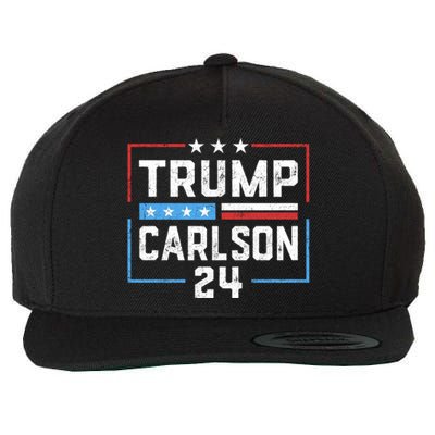 Trump Carlson 2024 President Election Pro America US Flag Wool Snapback Cap