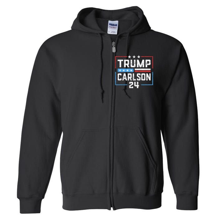 Trump Carlson 2024 President Election Pro America US Flag Full Zip Hoodie