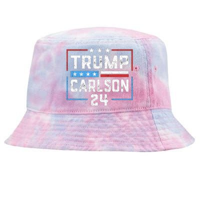 Trump Carlson 2024 President Election Pro America US Flag Tie-Dyed Bucket Hat