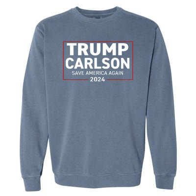 Trump Carlson 2024 President Election Pro America US Flag Garment-Dyed Sweatshirt