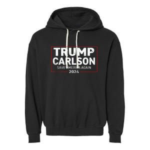 Trump Carlson 2024 Distressed President Election Pro America US Flag Garment-Dyed Fleece Hoodie