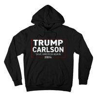 Trump Carlson 2024 Distressed President Election Pro America US Flag Hoodie