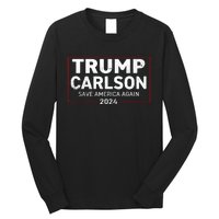 Trump Carlson 2024 Distressed President Election Pro America US Flag Long Sleeve Shirt