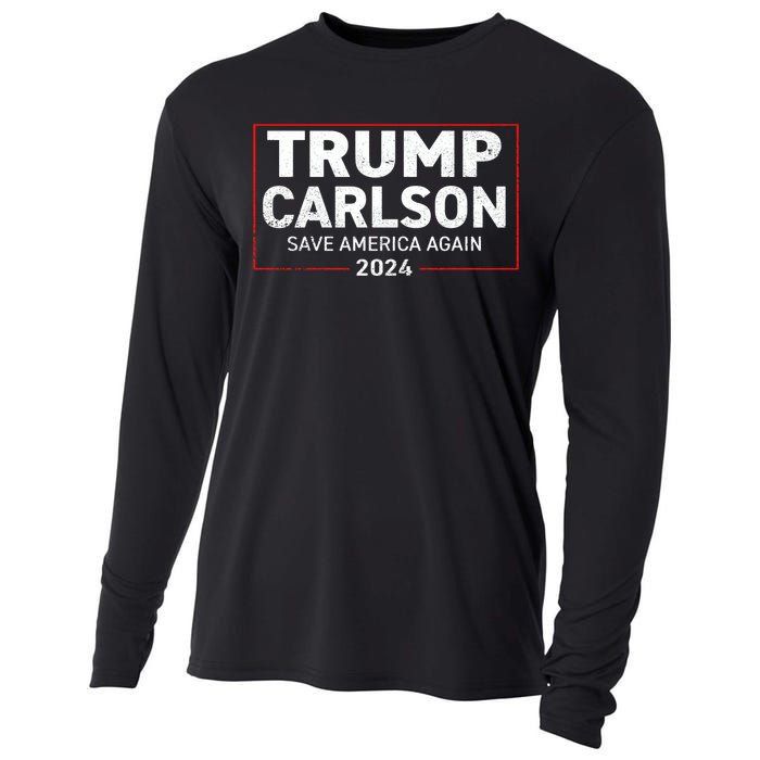 Trump Carlson 2024 Distressed President Election Pro America US Flag Cooling Performance Long Sleeve Crew