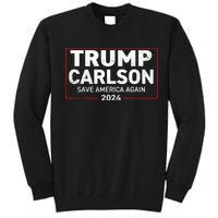 Trump Carlson 2024 Distressed President Election Pro America US Flag Tall Sweatshirt