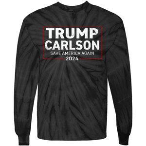 Trump Carlson 2024 Distressed President Election Pro America US Flag Tie-Dye Long Sleeve Shirt