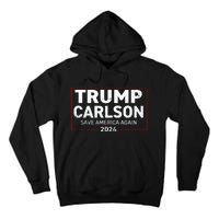 Trump Carlson 2024 Distressed President Election Pro America US Flag Tall Hoodie