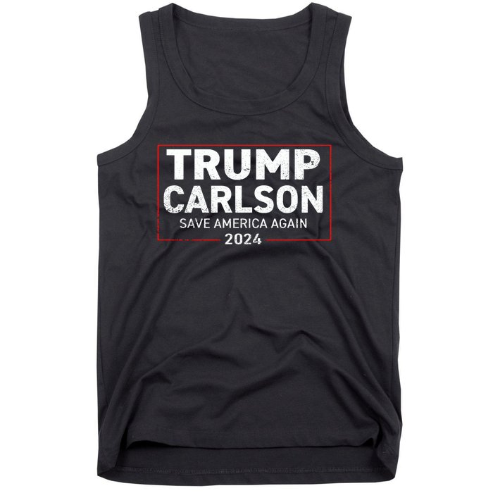 Trump Carlson 2024 Distressed President Election Pro America US Flag Tank Top