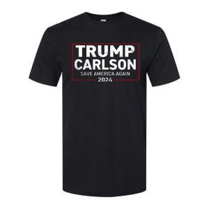 Trump Carlson 2024 Distressed President Election Pro America US Flag Softstyle CVC T-Shirt