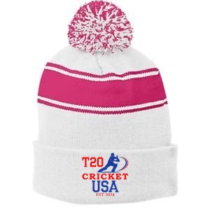 T20 Cricket 2024 Usa Stripe Pom Pom Beanie