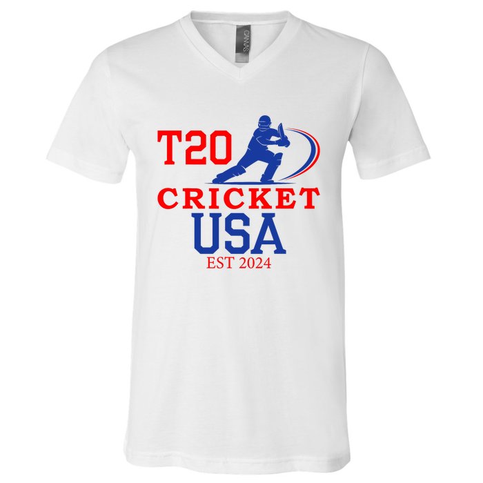 T20 Cricket 2024 Usa V-Neck T-Shirt