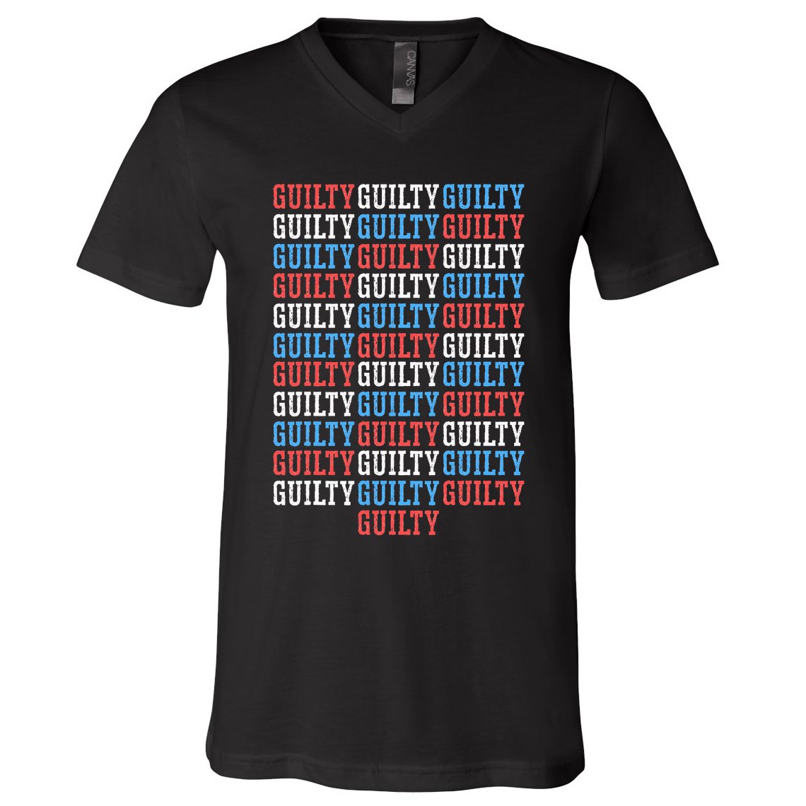 Trump Convicted 34 Felony Crimes Red White Blue V-Neck T-Shirt