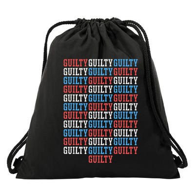 Trump Convicted 34 Felony Crimes Red White Blue Drawstring Bag