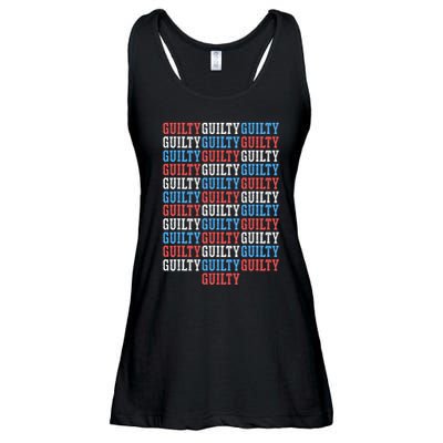 Trump Convicted 34 Felony Crimes Red White Blue Ladies Essential Flowy Tank
