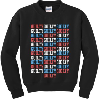 Trump Convicted 34 Felony Crimes Red White Blue Kids Sweatshirt