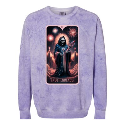 Tarot Card 4th Of July Indepedence Tarot Reading Gothic Cool Gift Colorblast Crewneck Sweatshirt