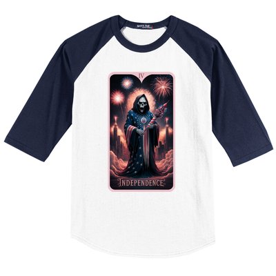 Tarot Card 4th Of July Indepedence Tarot Reading Gothic Cool Gift Baseball Sleeve Shirt